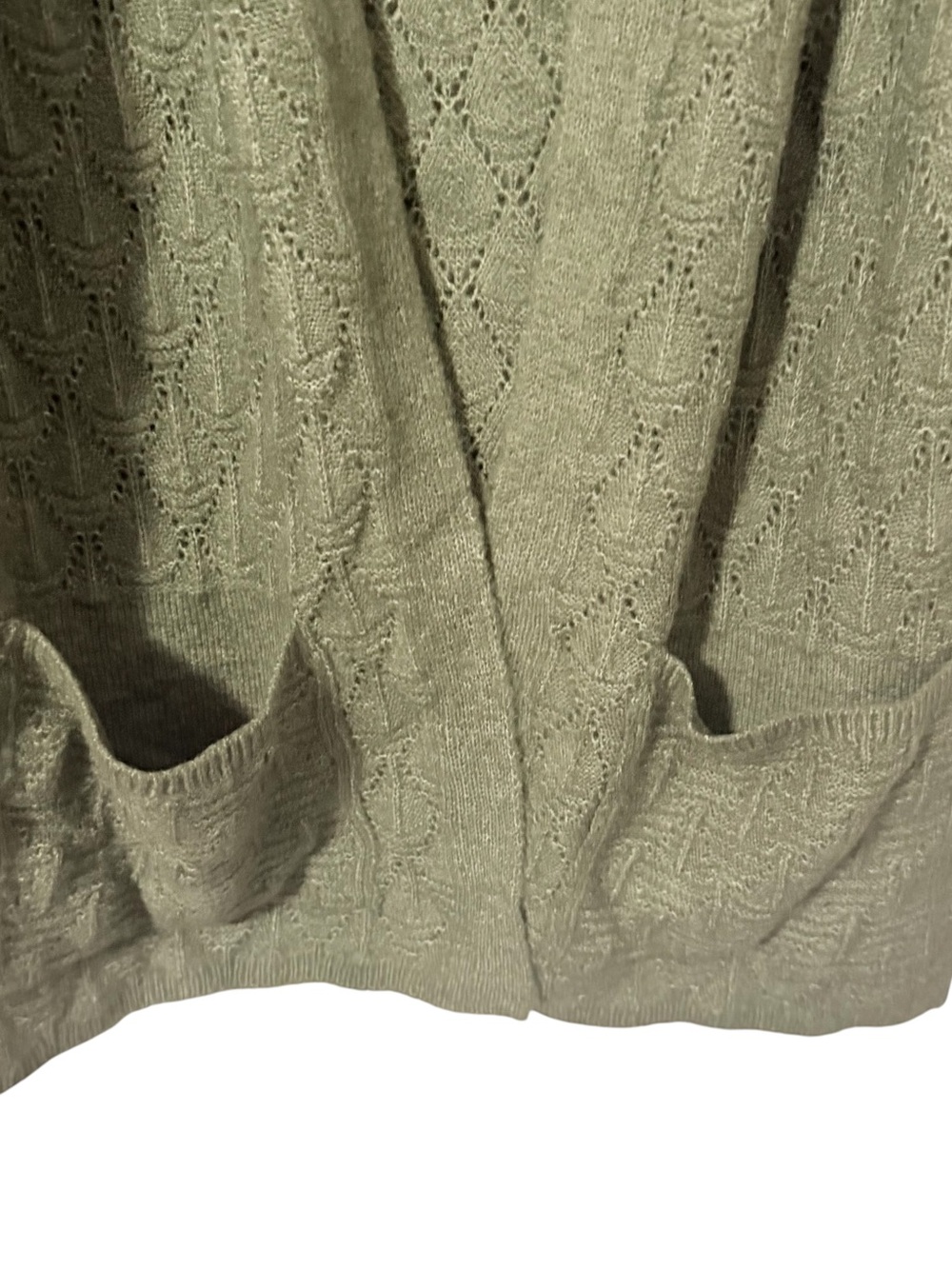 EST 1946 ~ Sage Cardigan Lightweight ~ Open-Front ~ Front Pockets ~ Scallop Knit - Picture 3 of 7